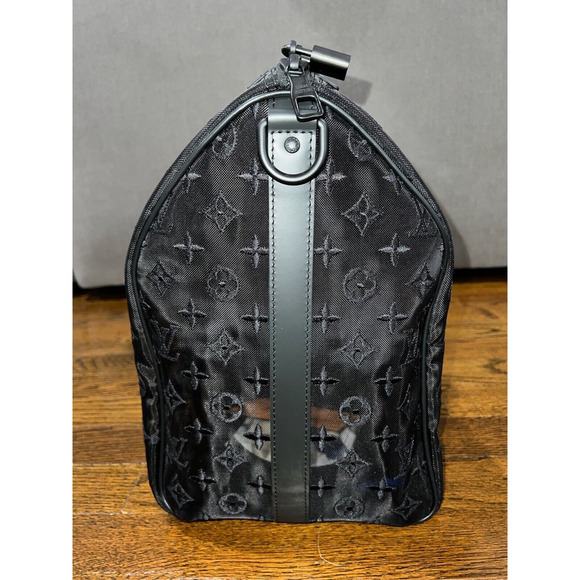 Louis Vuitton Keepall Bandouliere 50 Monogram Mesh Black See Through Travel Bag - Picture 4 of 10